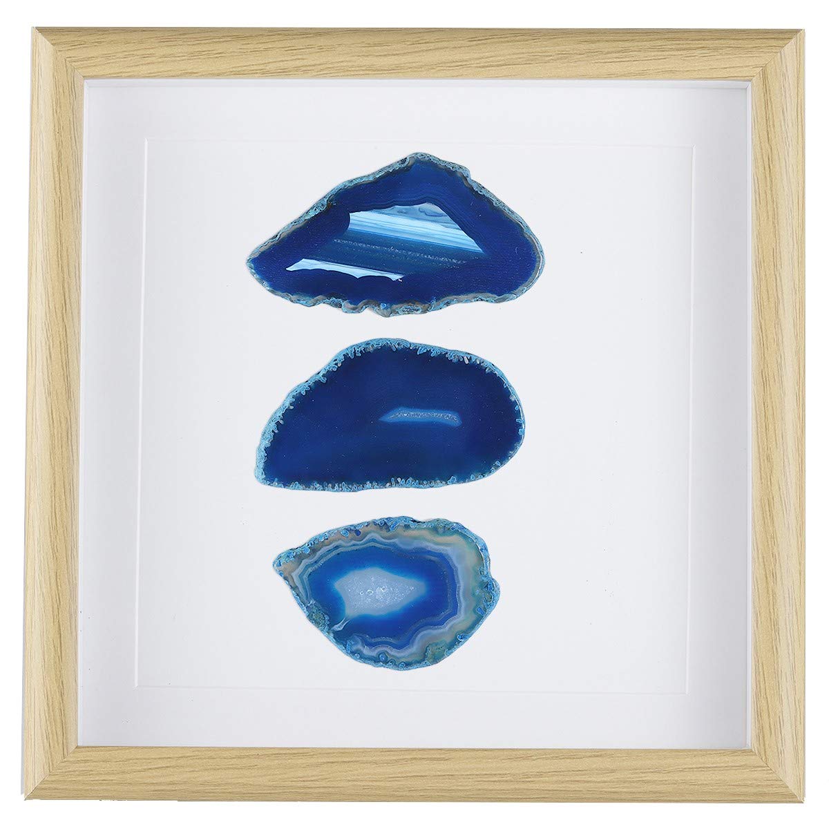 Rockcloud 8.8 inches Framed Agate Slice/Natural Agate Geode Gemstone Wall Decor Living Room Dorm Wedding Wall Art Table Top Display Home Decoration, Blue