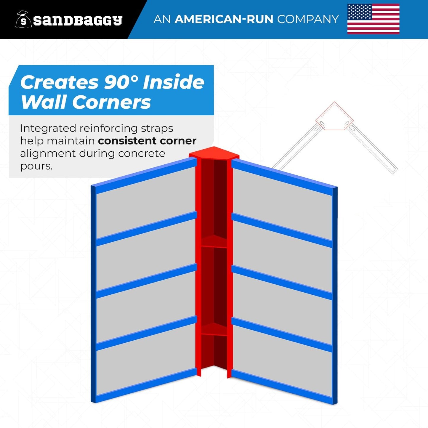 6" x 6" x 8 ft Inside Corners for Steel-Ply Concrete Forms - Sandbaggy (1, 6" x 6" x 8 ft)