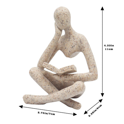 Jinkoozz Reading Women Statue, Thinker Sculptures, Abstract Art Ornament, Modern Aesthetic Figurine Decoration, Suitable for Home Living Room Bedroom Office Shelf Table Desk Bookshelf Decor