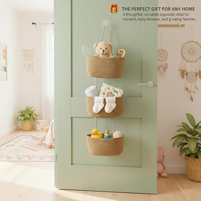Over the Door Organizer, 3-Tier Hanging Storage Basket