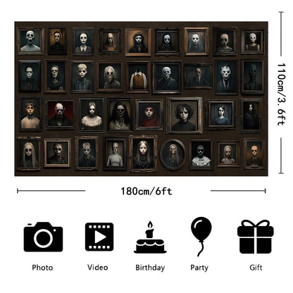 6x3.6ft Halloween Portrait Backdrop Banner Horror Decorations Haunted Banner Gothic Mansion Portraits Halloween Black Photography Background