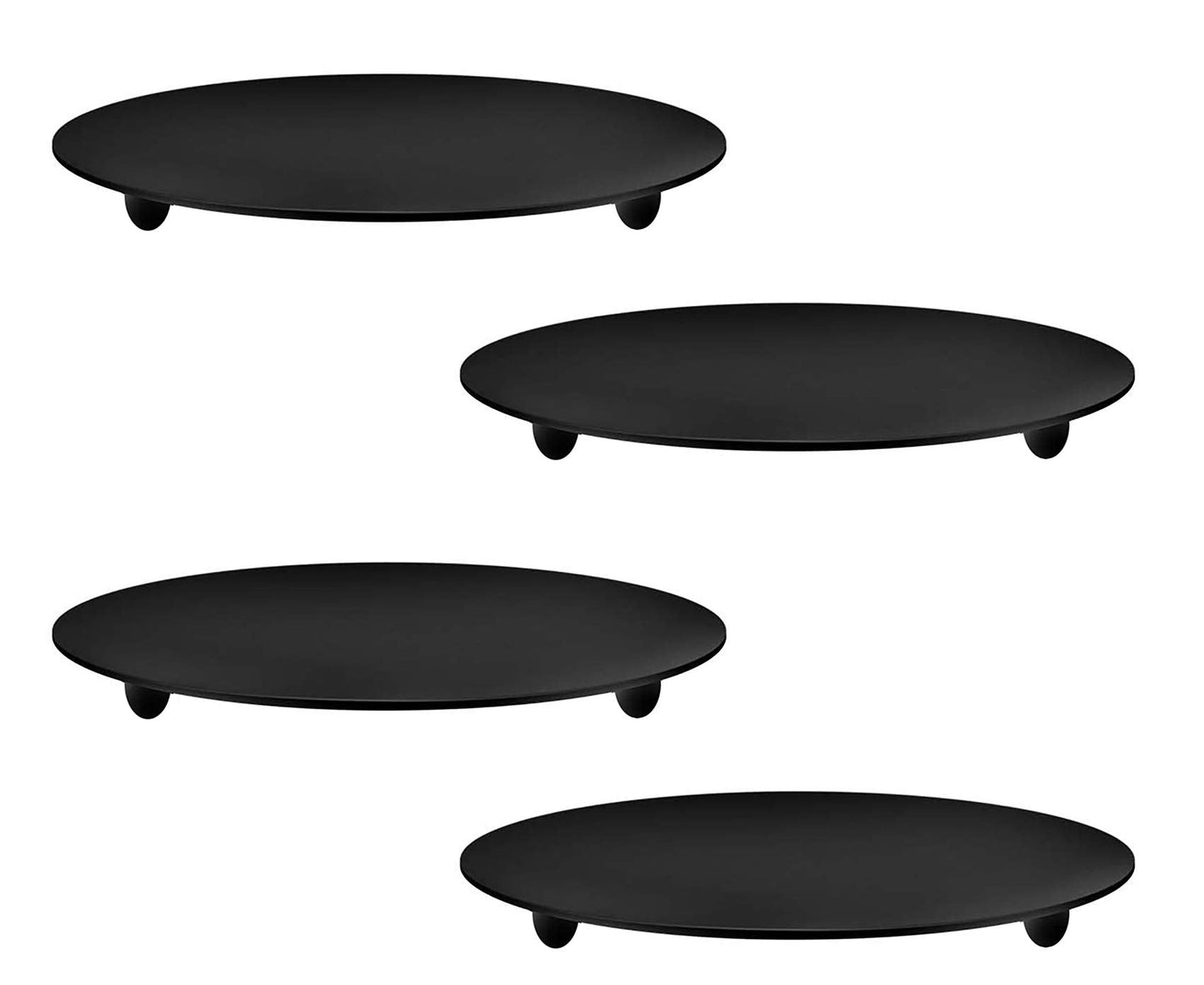Yansanido 4 pcs 4.3'' Iron Plate Candle Holder for Taper Candles, Decorative Candlestick Holder for Spa, Wedding, Dinning, Party Candle&Led Candles (11cm Black 4pcs)