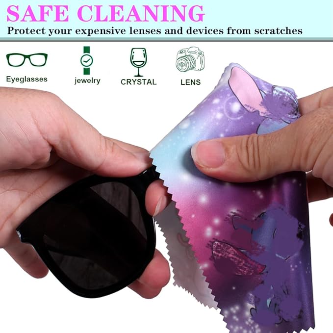 12 Pack Cartoon Colors Microfiber Cleaning Cloths-Cameras Lenses, Sunglasses