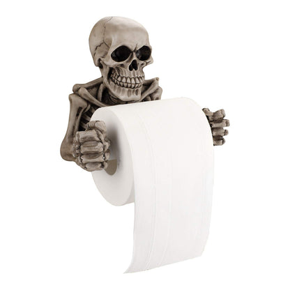 OwnMy Skull Toilet Paper Holder Wall Mount Toilet Tissue Roll Paper Storage Holder Skeleton Tissue Towel Shelf Rack - Bathroom Resin Tissue Roll Holder Wall Decoration for Halloween Ghost Festival