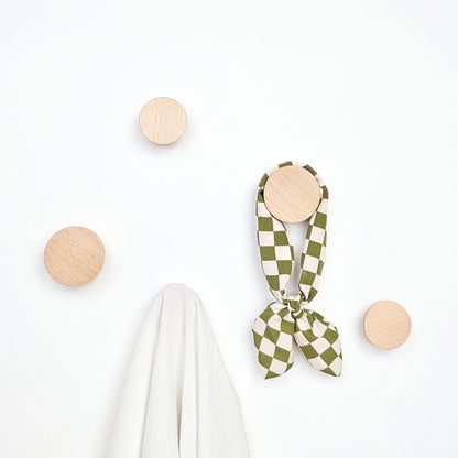 5mm Paper Solid Round Beech Wood Wall & Coat Hook, Set of 2, 2.3 inch Dia, Ideal for Entryway, Bathroom, Bedroom, or Office