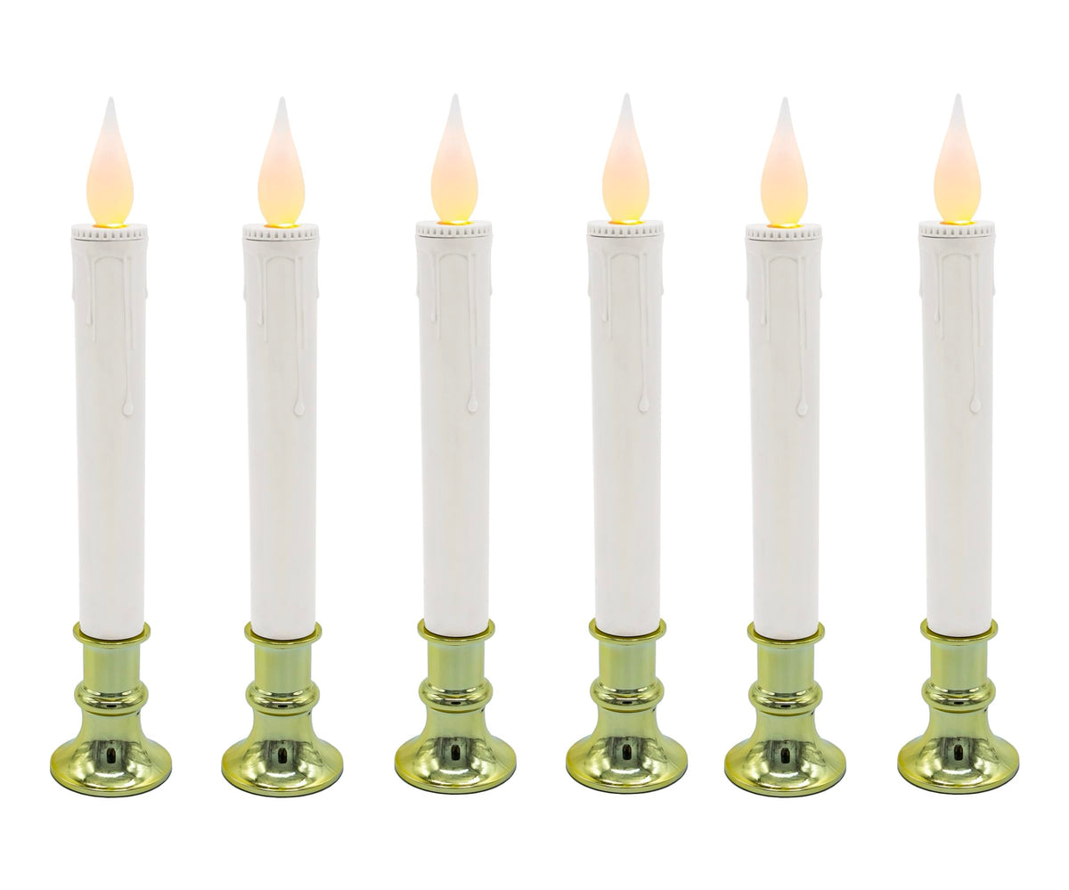 Brite Star Battery Operated 9-inch LED Candles - 6 Count Flickering Flameless Candles with Timer - Perfect for Home Décor, White
