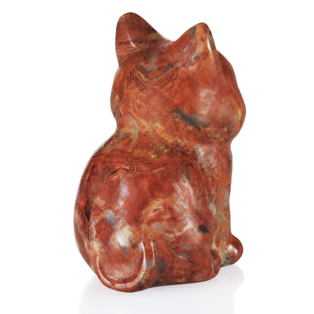 Bosfante 2" Agate Cat Figurine for Independence&Wisdom,Cat Statue for Soft Yet Wild,Cat Decor for Homes&Offices