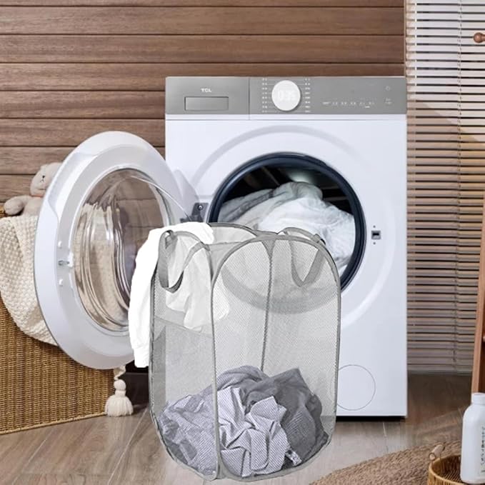 2 Pack Pop Up Laundry Hampers, Collapsible Mesh Laundry Basket, Foldable