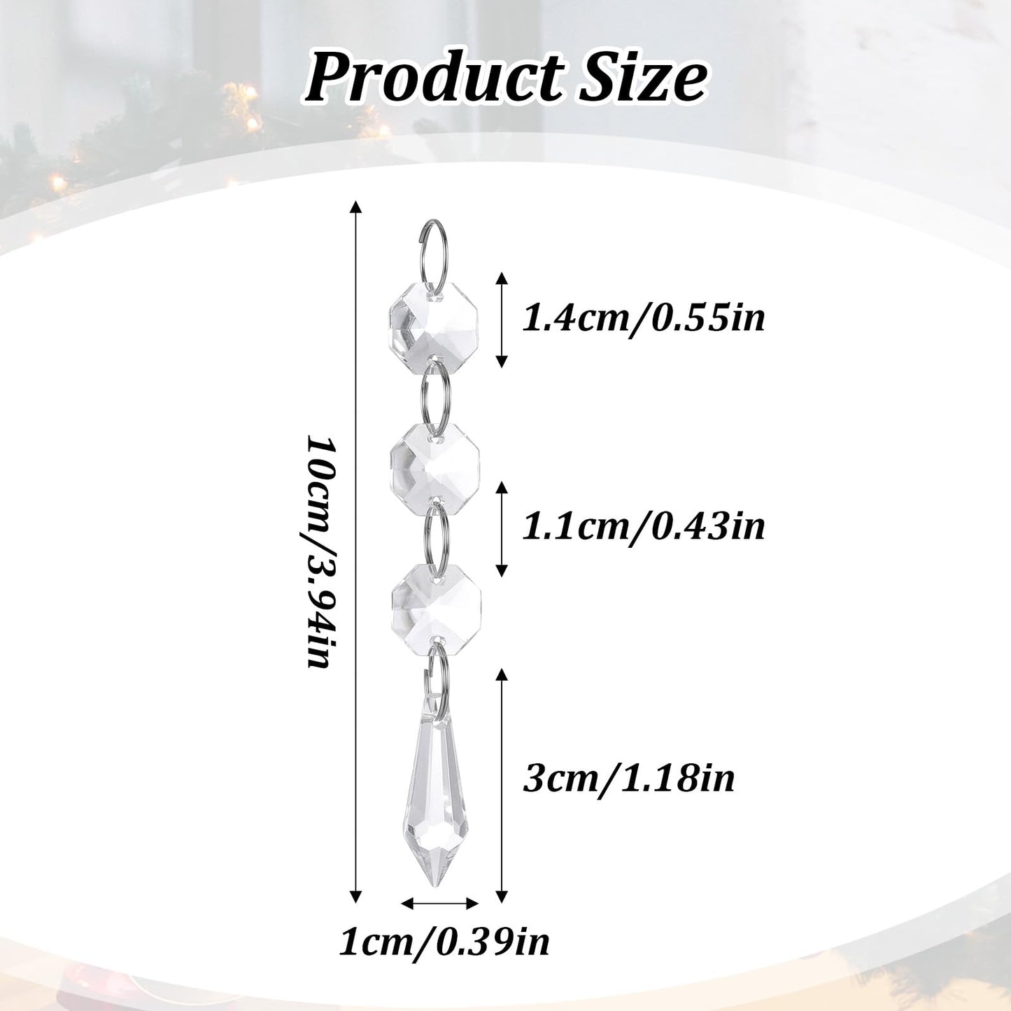 100 Pcs Acrylic Hanging Crystals for Centerpieces Icicle Chandelier Garland Beads Strands Ornaments Clear Teardrop Chandelier Crystals Pendant for Wedding Home Garden Outdoor Christmas Tree Decor