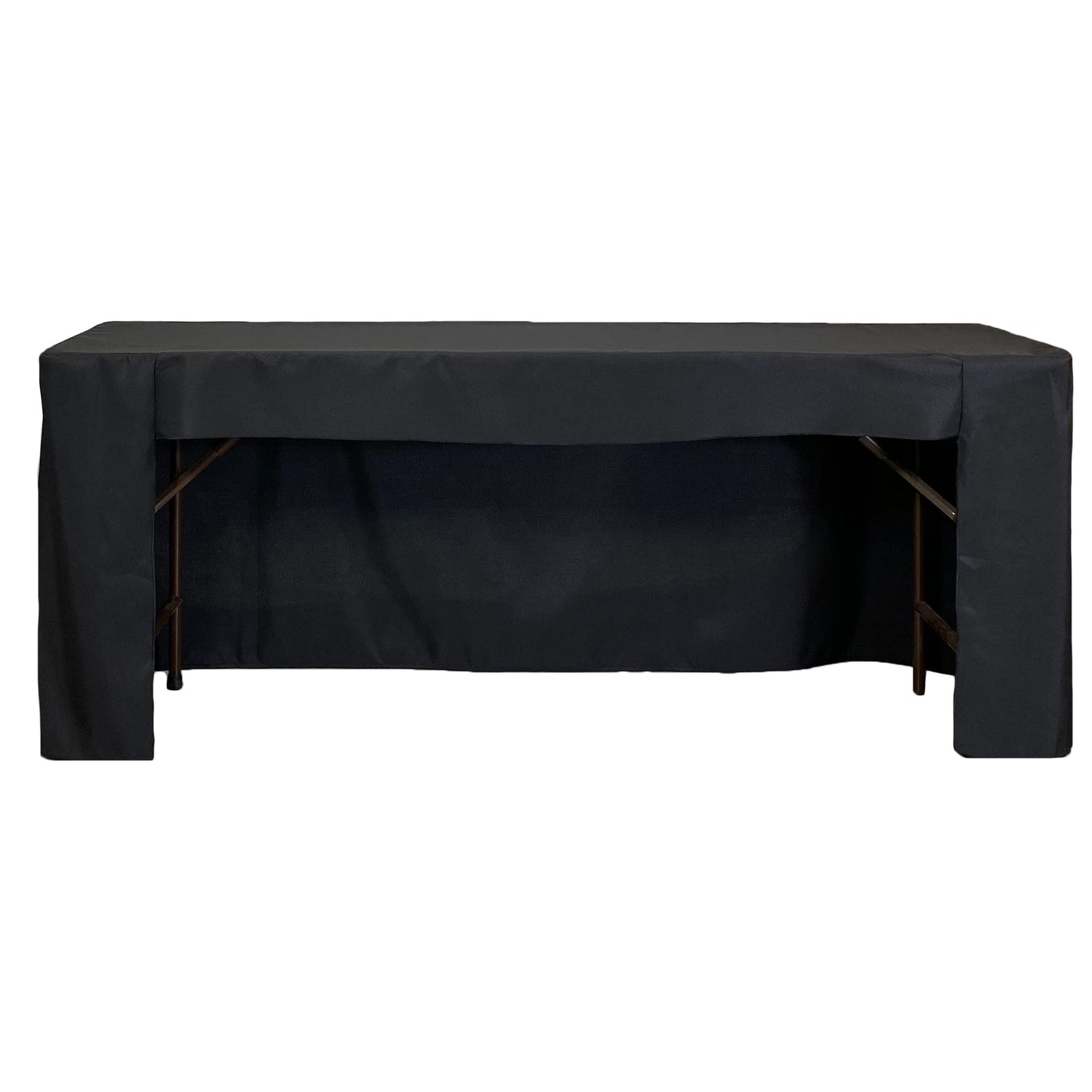YOUR CHAIR COVERS - 8 ft X 18 inch Fitted Open Back Polyester Rectangular Tablecloth - Black