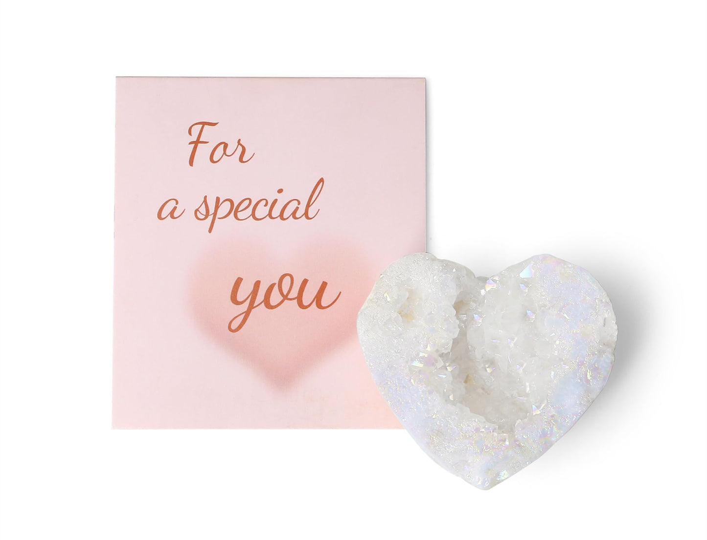 YATOJUZI Angel Aura Quartz Crystals Geode 1.96”-2.36" Heart Crystal Cluster Geodes Rocks Gemstones Crystals and Healing Stones Titanium Coated Geode Reiki Energy Protection Crystal Gifts for Women
