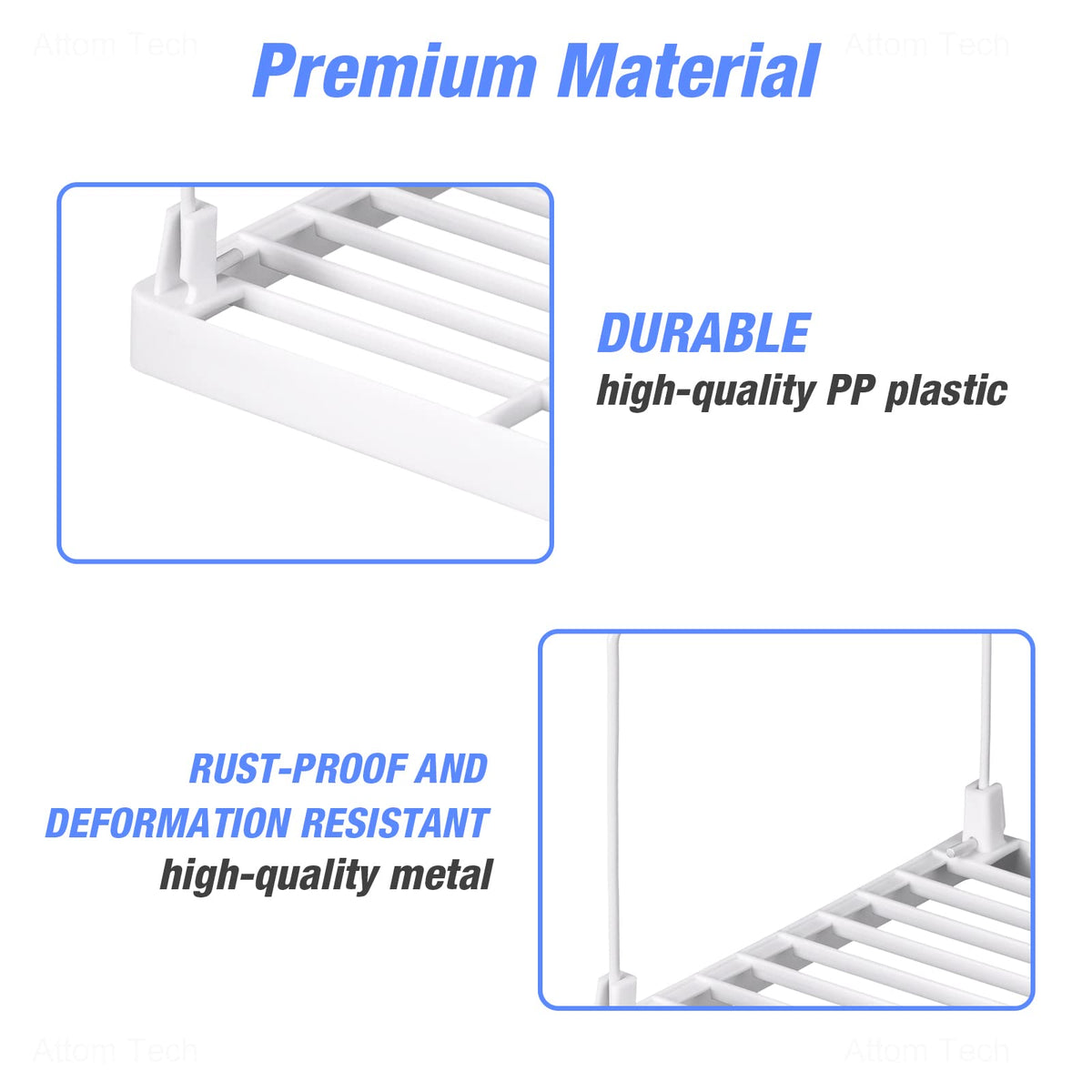 NiHome 4-Pack Stackable Plastic Kitchen Storage Shelf Foldable Rack - White Kitchen Cabinet Organizer and Storage Shelves Stackable Expandable Storage Racks for Counter Cabinet Pantry