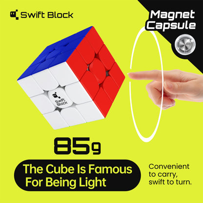 Swift Block 355S 3x3 Magnetic Speed Cube, Professional Magic Cube with 48 Magnets Fast Smooth Turning, Adjustable Elasticity Solid Durable & Stickerless for Kids and Adult