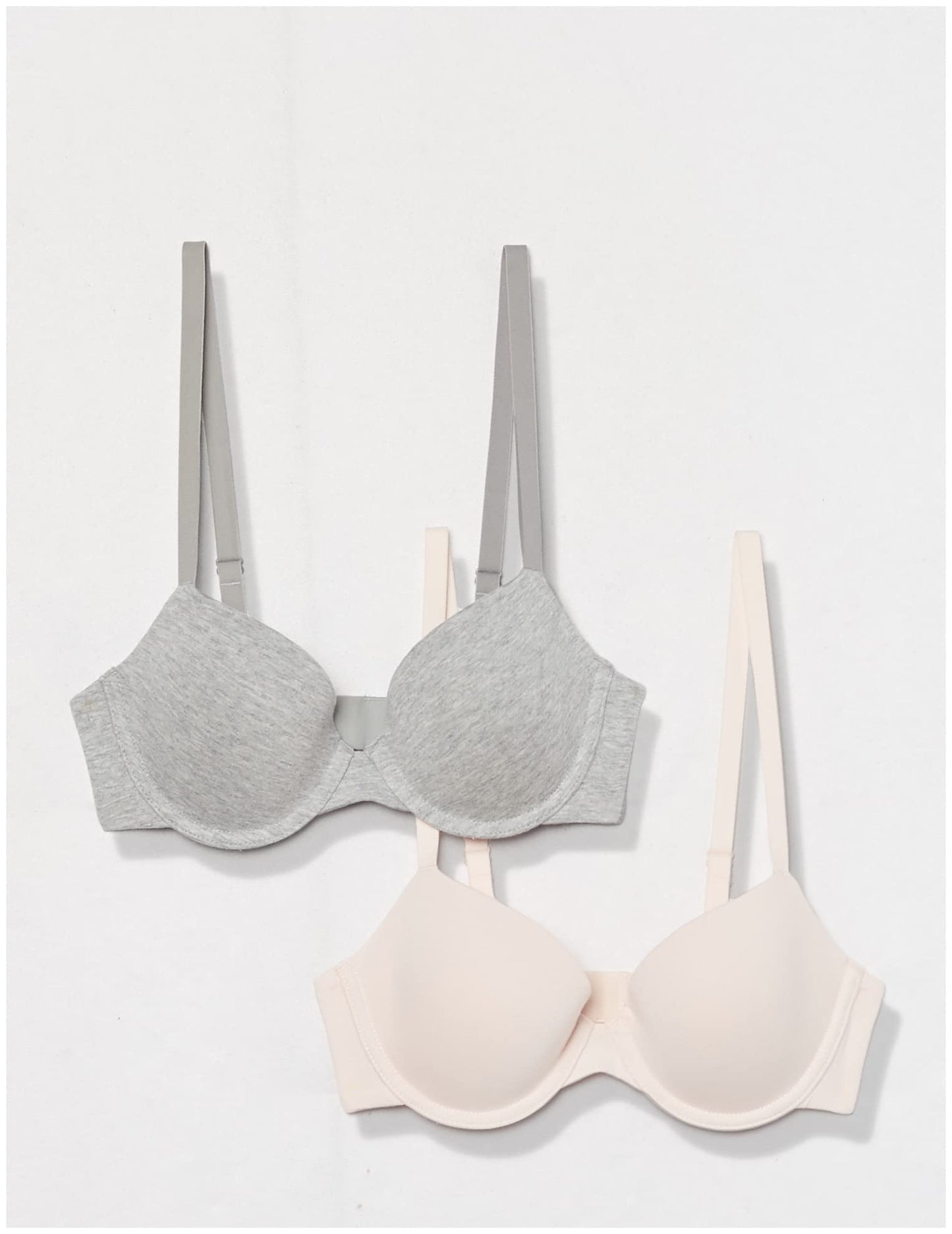 Amazon Essentials Women's Demi Cup Cotton Bra, Pack of 2