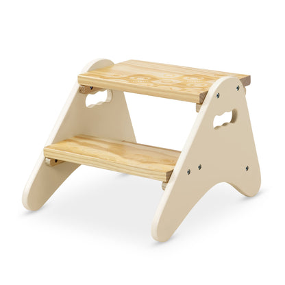 B. toys – Step Stool for Kids – Ivory & Wood Stepping Stool – Furniture for Toddlers – Peek – A – Boost – 2+ Years