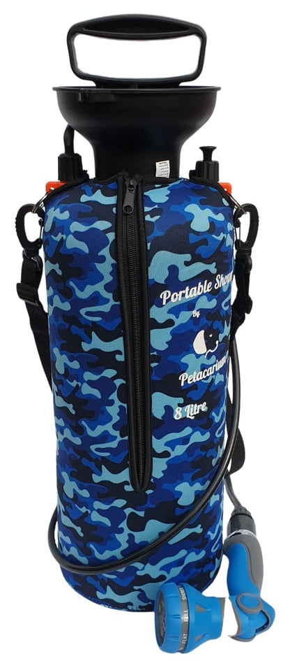 Petacarium Insulated Portable Shower (8 Litre, Aqua) for Dogs, Camping, Paddleboarding, Muddy Walks