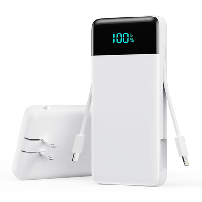 Wireless Portable Charger 40800mAh with 3 Built-in Cables,7-in-1 15W Wireless Charging Power Bank,25W PD QC 4.0 Fast Charging USB C LCD Display Battery Pack for iPhone 17/16/15/13,Samsung,Android etc
