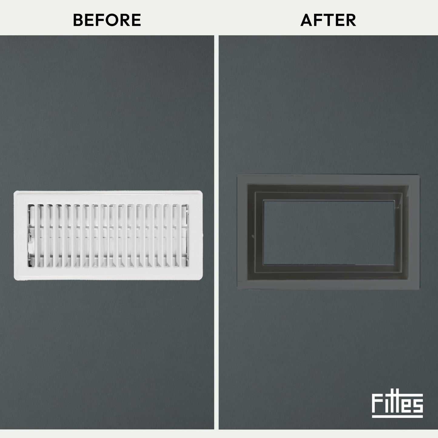 Fittes Framed Wall Vent [Luxe+], Steel HVAC Air Return Register Cover, Customizable Adjustable Increased Airflow Solution for Home or Ceiling, 15-Min DIY Setup, Damper Included – 8"x14" – White