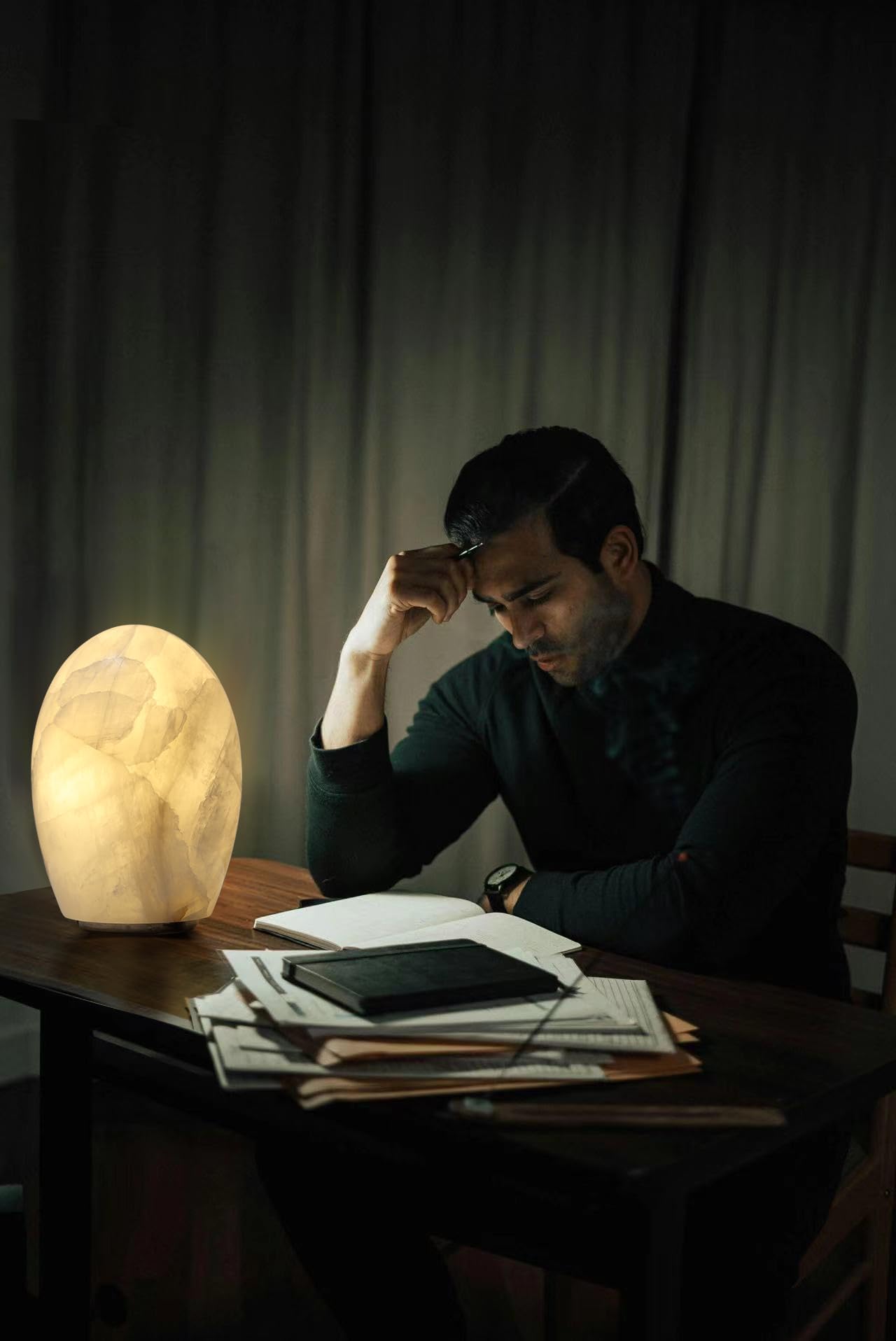 Artsolute Natural Calcite Stone Lamp – 15lbs Solid Crystal (7KG), Handcrafted One-of-a-Kind Table Lamp, Warm Dimmable Glow, Unique Home Decor & Gift
