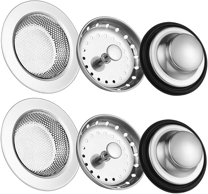 Kitchen Sink Drain Strainer 6 Pack Stainless Steel Sink Stopper, Anti-Clogging