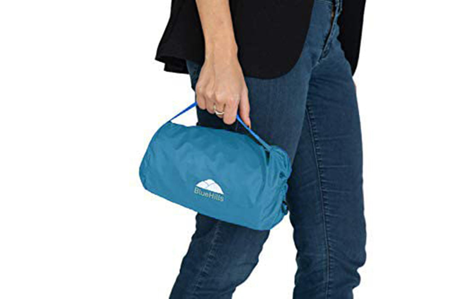 BlueHills Ultra Compact Travel Blanket in Portable Case Premium Soft Large Airplane Blanket Flight Essentials for Car Plane Train Hotel Layover Peacock Teal C004