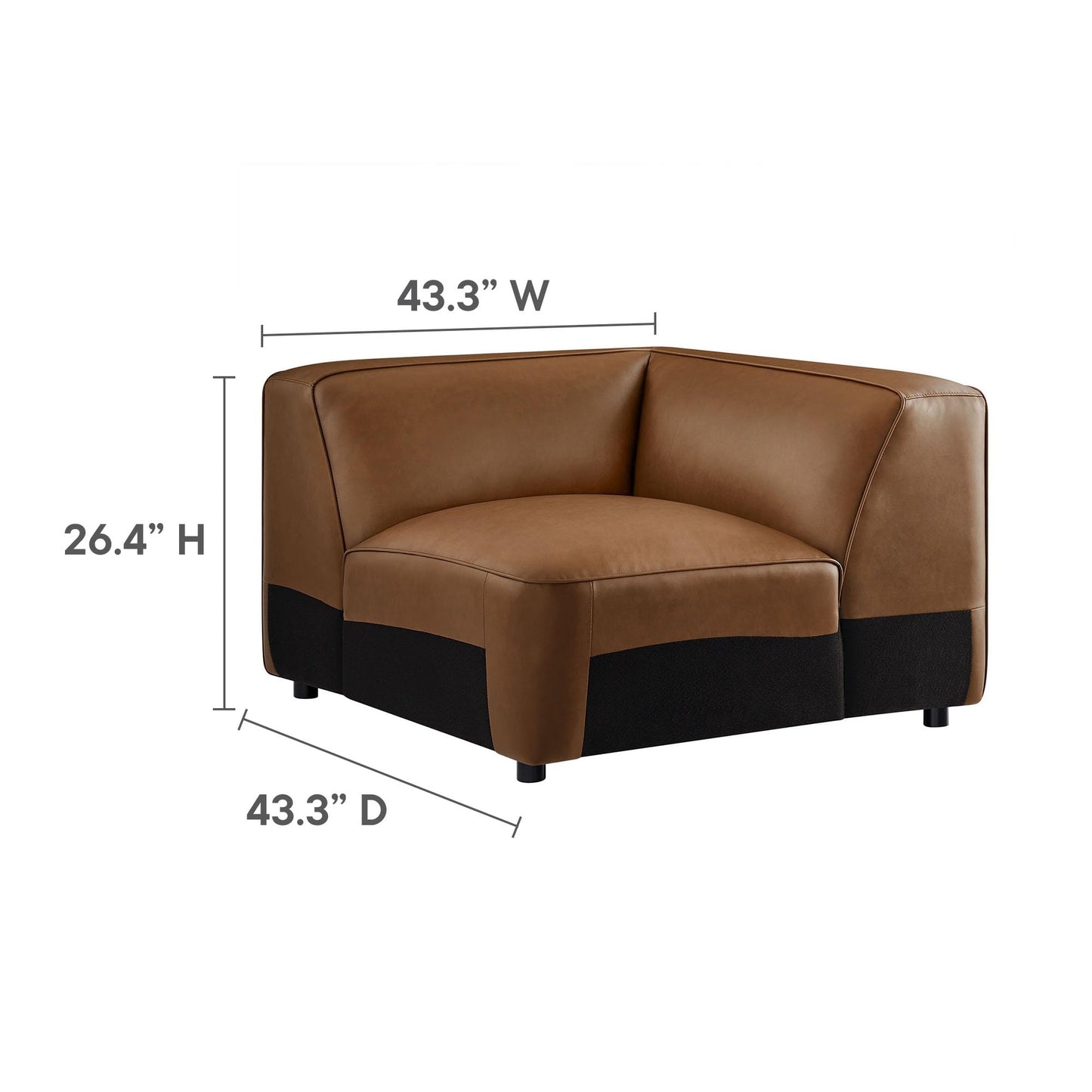 Modway Auren Vegan Leather 5 Piece Modular Sofa in Coffee - Faux Leather L Shaped Sectional - Comfy Modern PU Leather Sofa - Oversized Mid Century Modern Couch for Living Room, Apartment