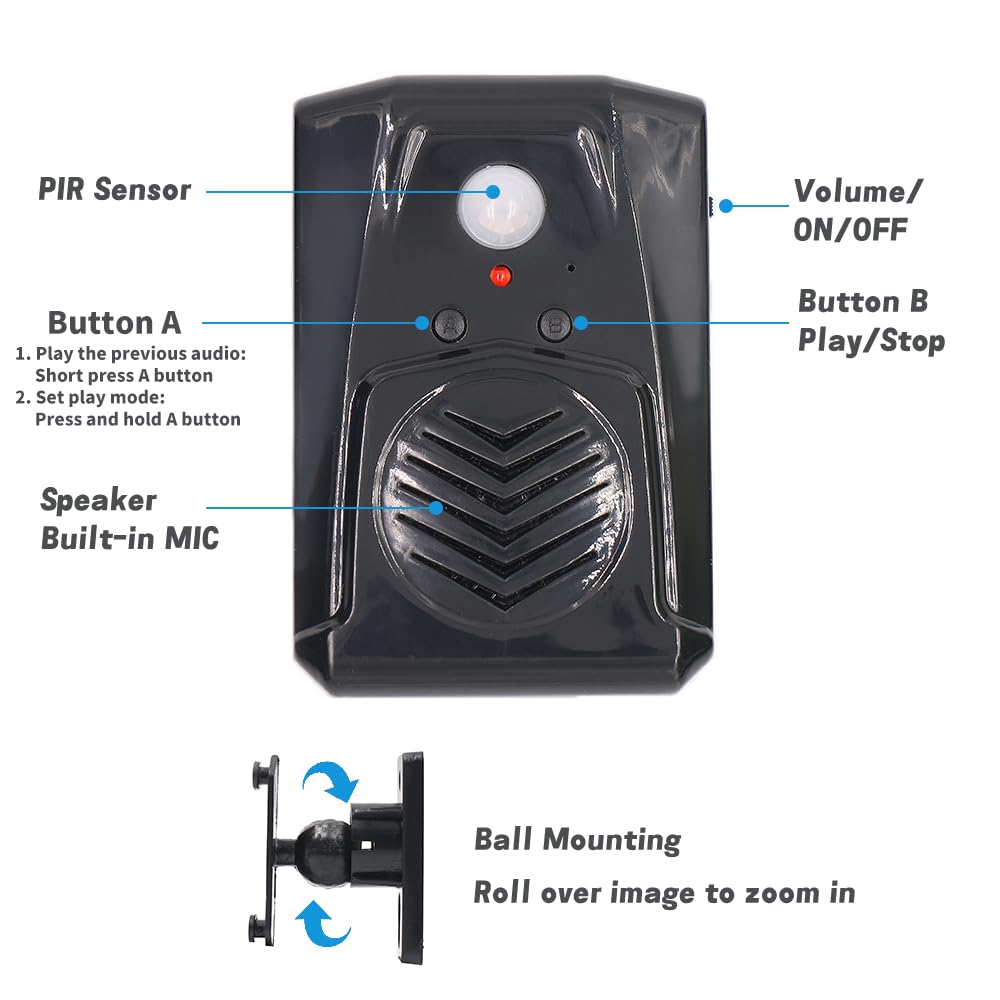 Replaceable Voice Motion Sensor PIR Infrared Sound Player Haunted House Scream Box Speaker with USB Download Function Christmas MP3 Horror Happy Music Motion Activated Voice Playe
