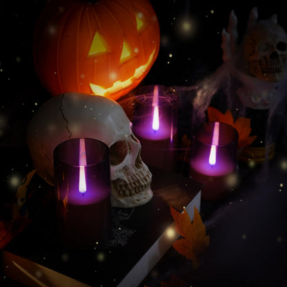kakoya Flameless Candles Upgraded Realistic Flickering Flame,Battery Operated LED Candles with Remote Timers,Acrylic Electric Candles Set of 3(D 3" xH 4" 5" 6")（Grey）