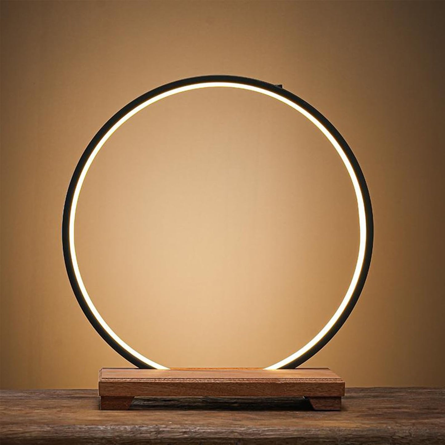 Tabletop Wooden Buddhist Altar Cabinet With LED Lamp Ring Household Shrine Altar Table Small Buddha Statue Base Zen Prayer Tea Table Ornaments for Living Room Entrance Office Decor.(B,25cm/9.8in)