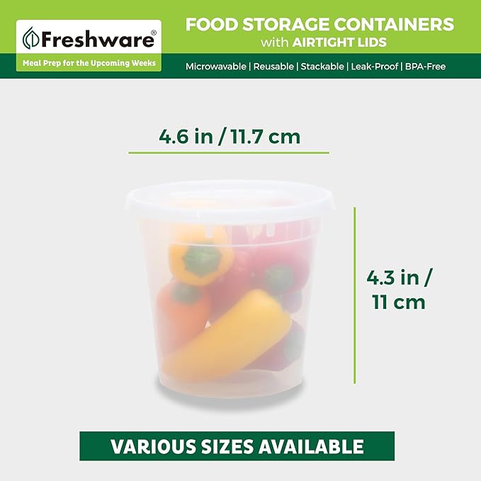 Freshware Food Storage Containers 24 oz Plastic Deli Containers
