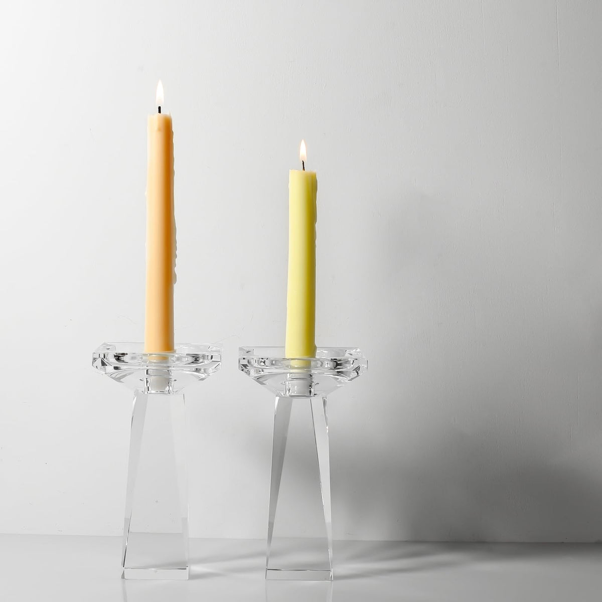 Kitcom Crystal Taper/Pillar Candle Holders Set of 2, 6.3 Inches Height, Table Centerpieces for Home Decor Wedding, Clear