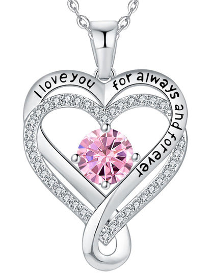 Jewelry for Women Wife Infinity Heart Birthstone I Love You Necklace S925 Anniversary Women Necklaces for Her Wife Birthday Gift Ideas, Birthday Present for Girlfriend Mom Daughter Sterling Silver