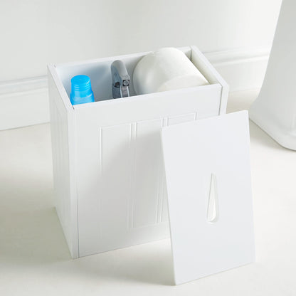 VonHaus Bathroom Storage Box - White Bathroom Unit with Lid - Storage for Cleaning Products, Toilet Roll & More - Slim & Compact Organiser Unit - Shaker Style Tidy Box