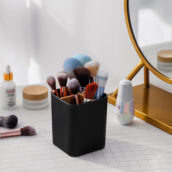 Bamboo Toothbrush Holder for Bathrooms, 4 Slots Toothbrush and Toothpaste
