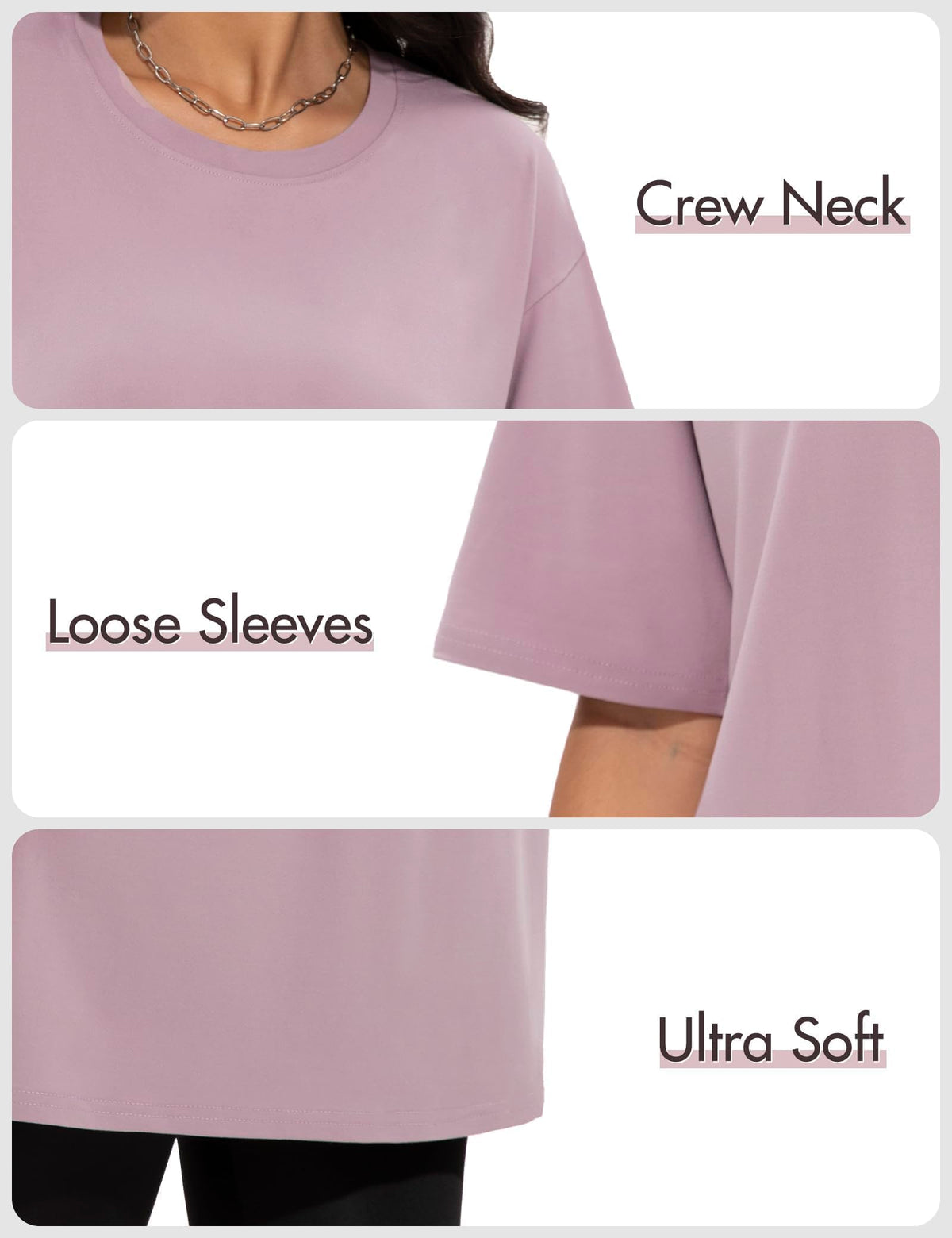 Siimcuzy 4 Pack Oversized Tshirts for Women, Loose Fit Crew Neck Summer Baggy Tops Workout Tees Plus Size T Shirts 1 Black 1 White 1 Dark Pink 1 Khaki Small