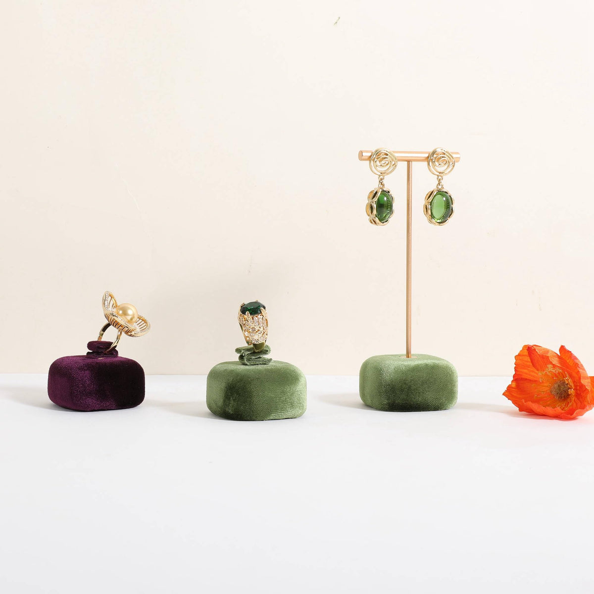 CHISTOR Velvet Earring T Bar Stand Jewelry Display, Earring Display Holder for Selling, Jewelry Storage Organizer【Green】