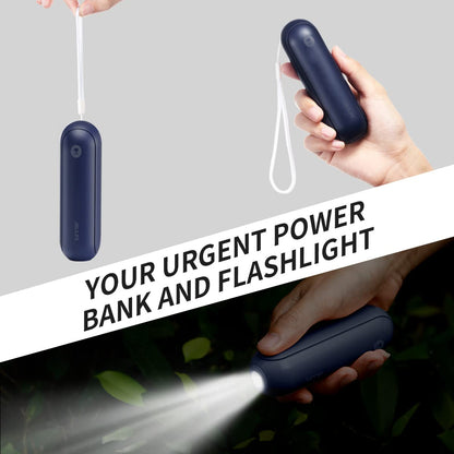 JISULIFE Portable Handheld Fan, Mini Personal 3-In-1 with Power Bank&Flashlight, 12-19 Hrs USB Rechargeable Battery Pocket Fan for Travel/Summer/Vacation/Concert, Essential Gifts for Men/Women-Blue