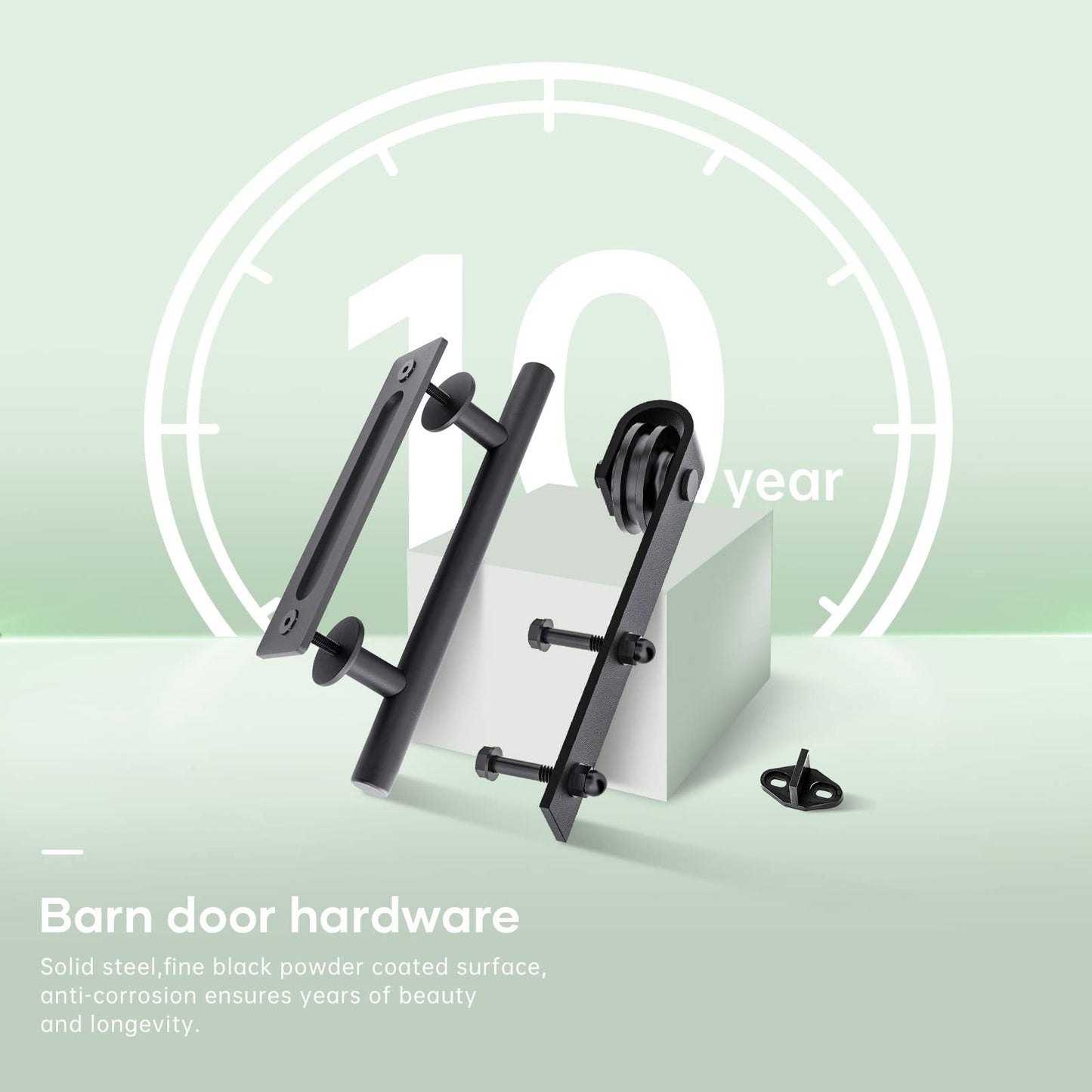 Fredbeck 48in x 84in White Glass Barn Door with 8FT 96inch Sliding Doors Hardware Kit Included & Handle,PVC Surface,Need to Assembly,Water-Proof