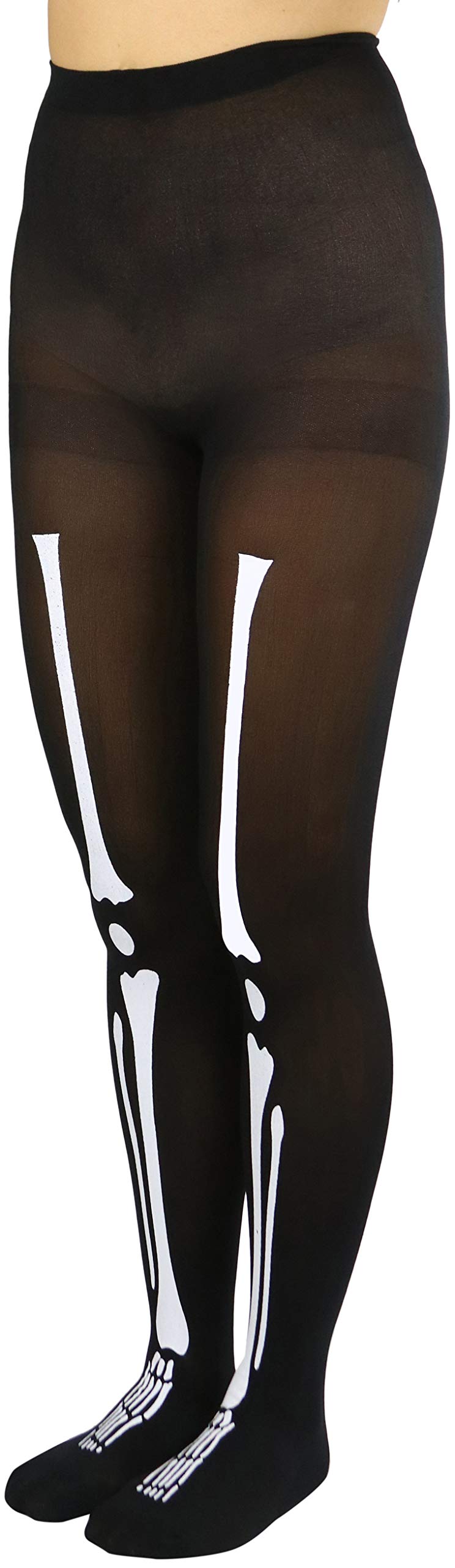 ToBeInStyle Women's Skeleton Print Tights - Black/White
