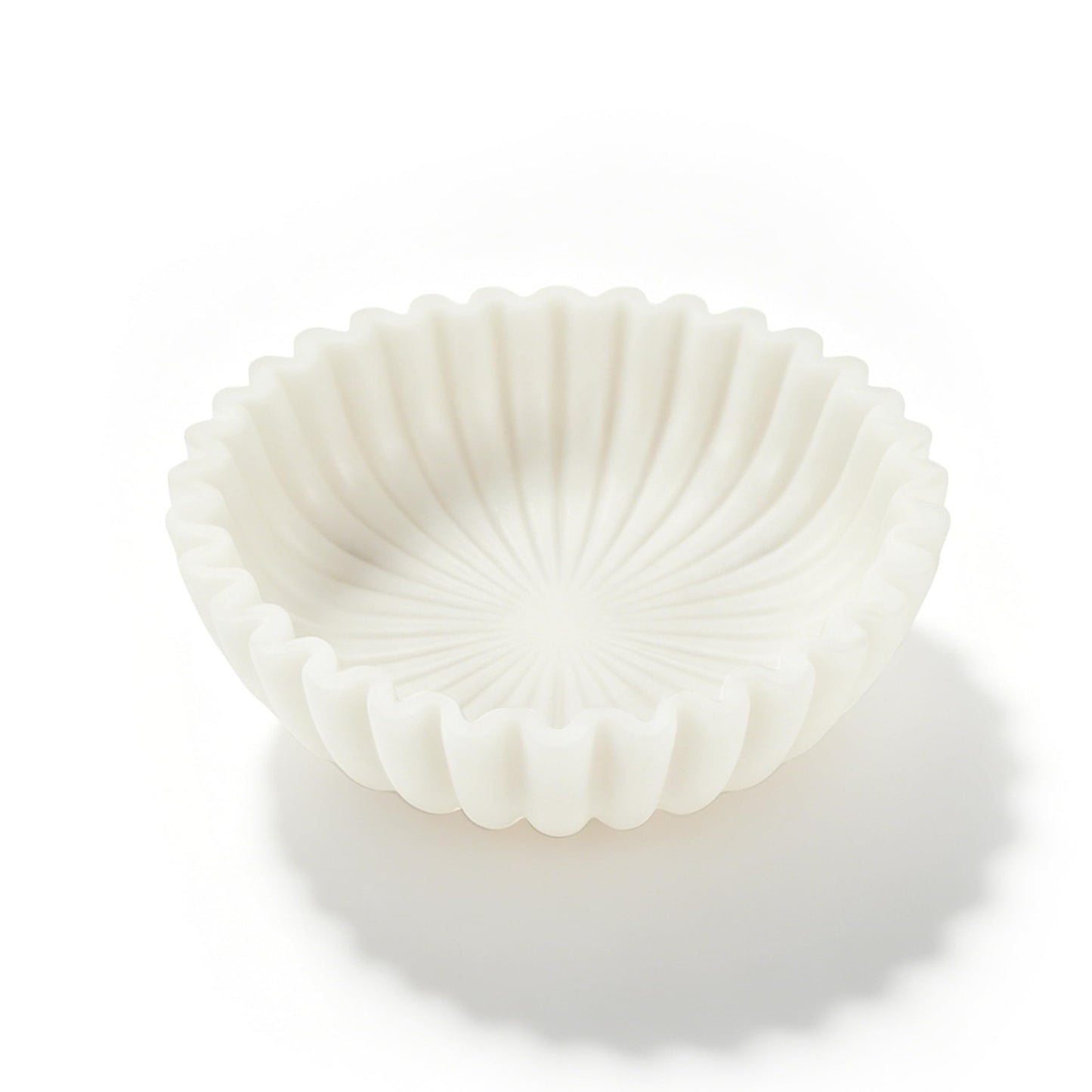 iAmoy White Decorative Bowl, Marble Style Catchall Bowl for Entryway Console Coffee Table Shelf, 10” Scalloped Fluted Decorative Centerpiece Living Room Decor Dresser Organization