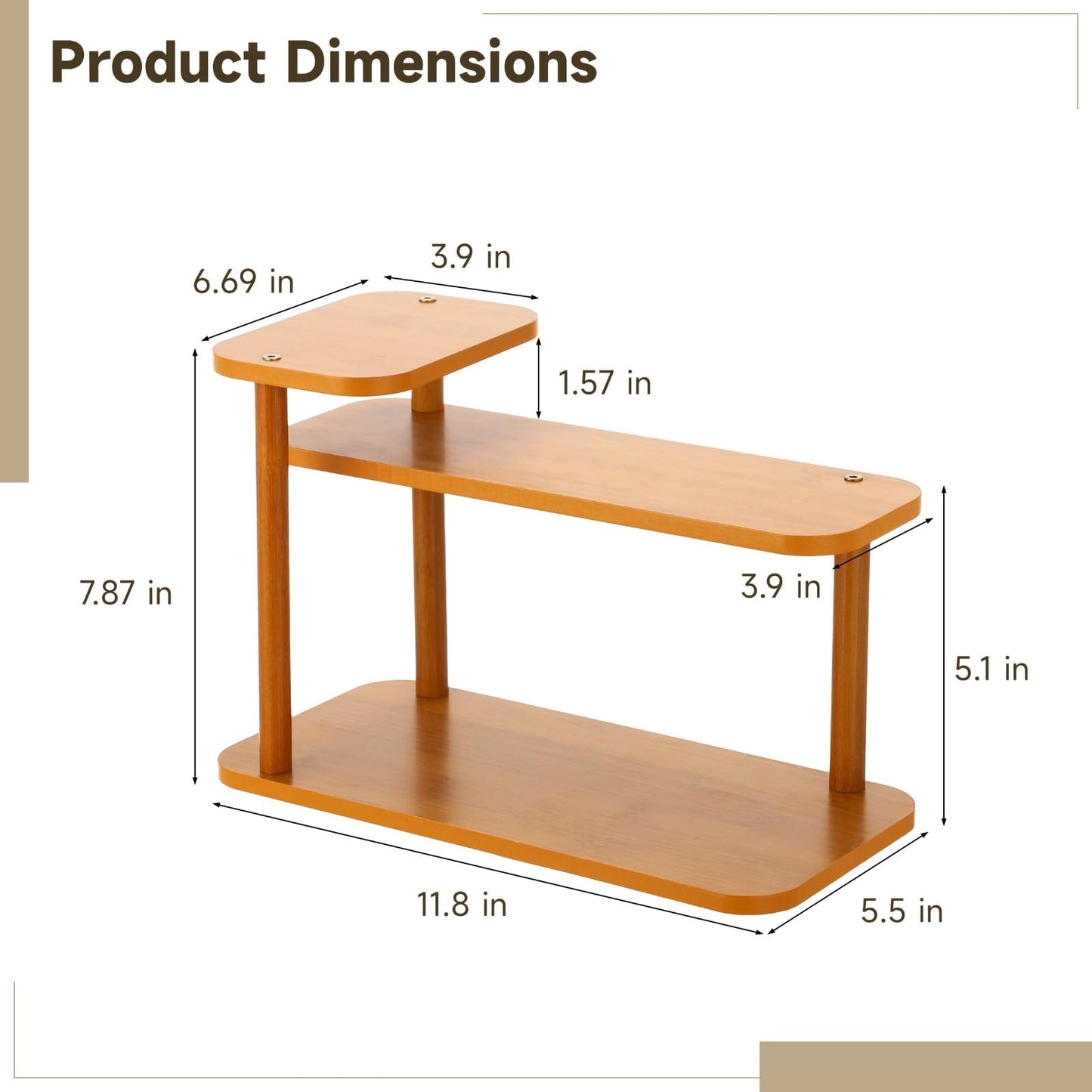 Joyoolife 3-Tier Wooden Makeup Organizer Shelf, Countertop Perfume Rack Organizer with Vertical Open Design, Compact Cosmetic Storage Stand for Bathroom, Bedroom, Vanity, Dressing Table and Kitchen