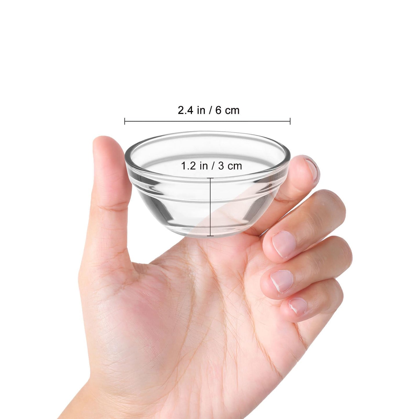 YARNOW 6 Pcs 1.5oz Small Glass Bowls Mini Prep Dish Stackable Pinch Bowls for Dipping Sauce Condiment Spices Ramekins for Dessert Pudding Jelly Custard Cups