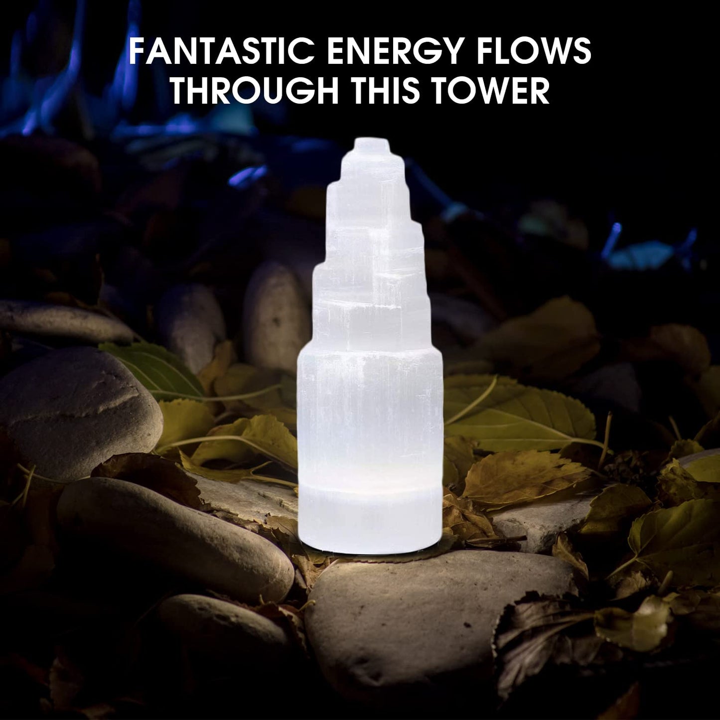 NORTHLANDZ Selenite Crystal Skyscraper Tower, Healing & Calming Effects, Cordless Meditation Stones, 10 cm Each – 3 Pack, White