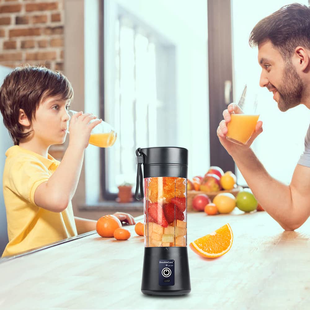 Portable Blender Cup,Electric USB Juicer Blender,Portable Juicer For Shakes and Smoothies, juice,380ml, Six Blades Great for Mixing,light purple