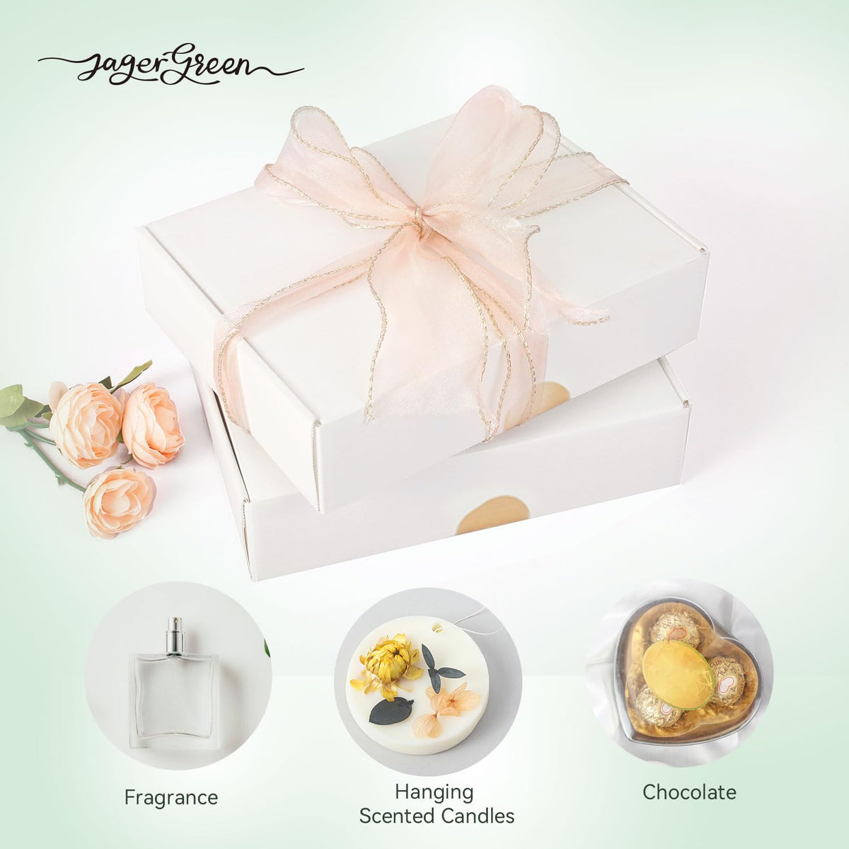 JAGERGREEN White Gift Box with Lid, 8.6x6.7x2.1 Inches Small Collapsible Gift Boxes with Seal Stickers for Birthday, Valentine’s Day, Bridesmaid Proposal, Wedding, Party Favor, Presents (Pack of 10)