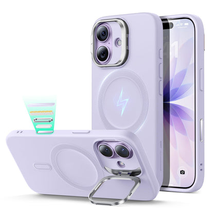 ESR Silicone Case for iPhone 17, Built-in Camera Stash Stand Compatible with MagSafe, Military-Grade Drop Protection Magnetic Phone Case for iPhone 17, Cloud Series, Rosy Pink