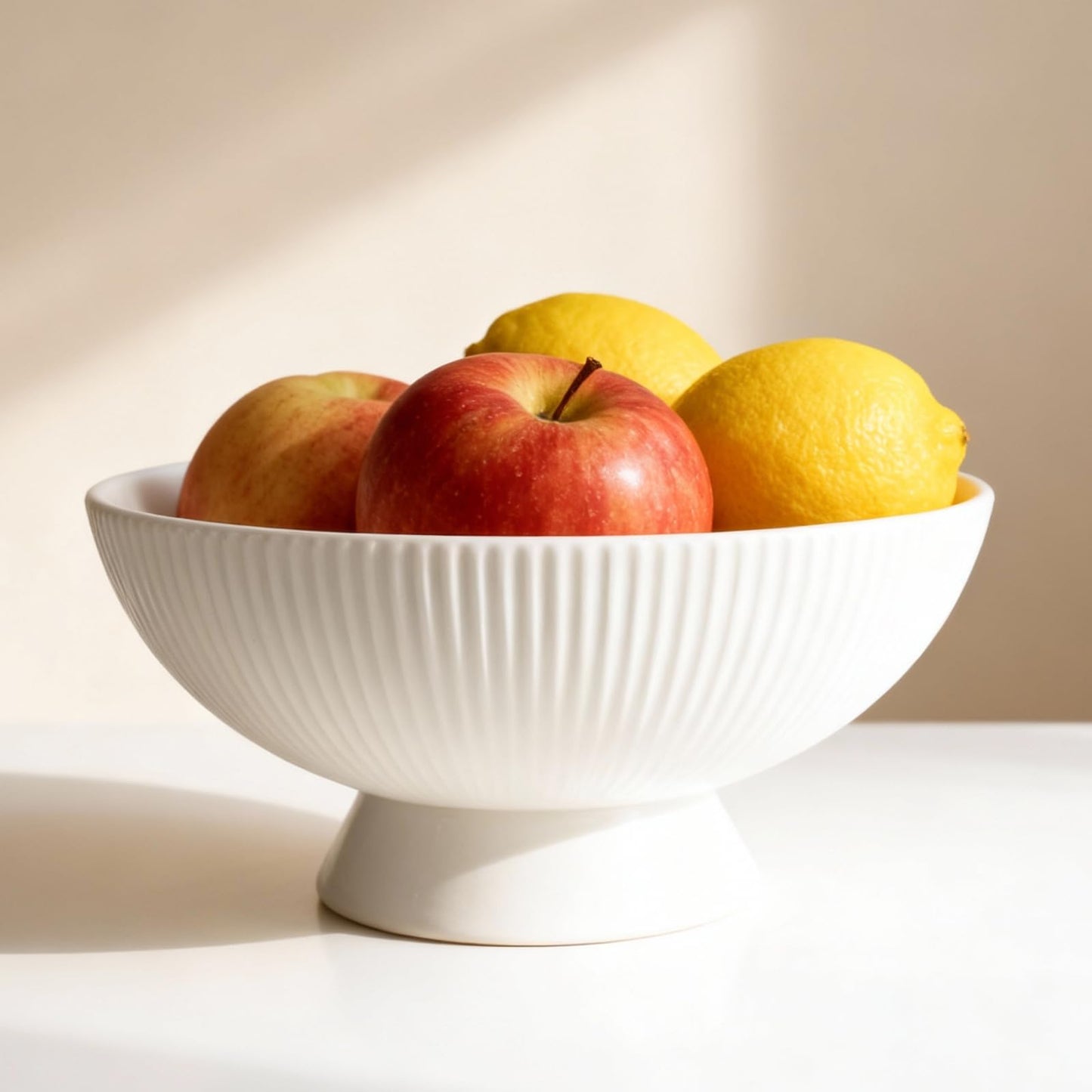 Gutedeal Small Decorative Bowl 8 Inch Multi-Use White Ceramic Fruit & Key Bowl for Kitchen, Entryway, Centerpiece Modern Handcrafted Home Decor Pedestal Bowl & Wedding Gift