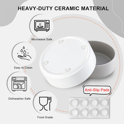 Ceramic Dog Bowl for Food and Water - Pet Feeder Bowl for Small to Medium Dogs and Indoor Cats - Heavy Ceramic Feeding Dish with Non Slip Base - Dishwasher & Microwave Safe - 6 Inch - 2.1 Cups - White