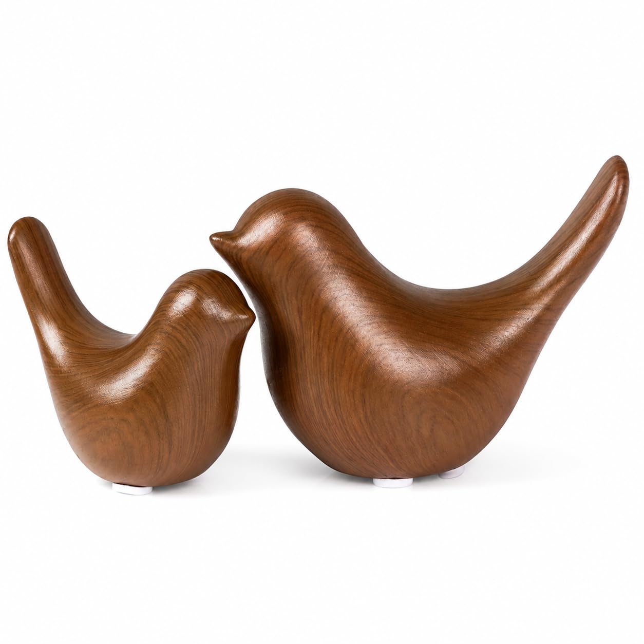WhimWove 2 Pcs Ceramic Bird Figurines with Dark Wood Grain Look, Small Bird Statues for Home Decor, Modern Animal Sculptures, Shelf Decor, Bookshelf Decor, Tabletop Decorations for Living Room Office
