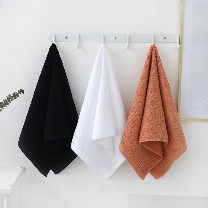 Pidada Hand Towels Set of 2 Striped Pattern 100% Cotton Absorbent Soft
